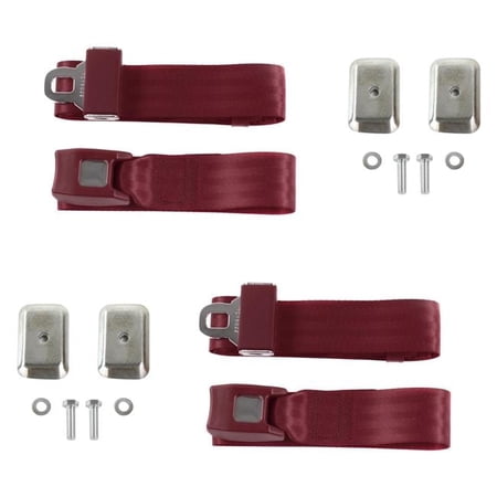 safeTboy Burgandy Lap Bucket Seat Belt Kit with Bracketry for 1969-1972 Chevy FS Blazer Standard 2 Point - 2 Belts