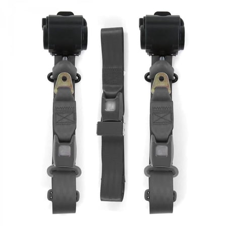 safeTboy Charcoal Retractable Bench Seat Belt Kit for 1968-1983 VW Type 1 Standard 3 Point - 3 Belts