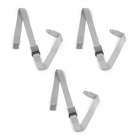 safeTboy Gray & Grey Lap Bench Seat Belt Kit for 1948-1967 Frazer Nash Airplane 2 Point - 3 Belts