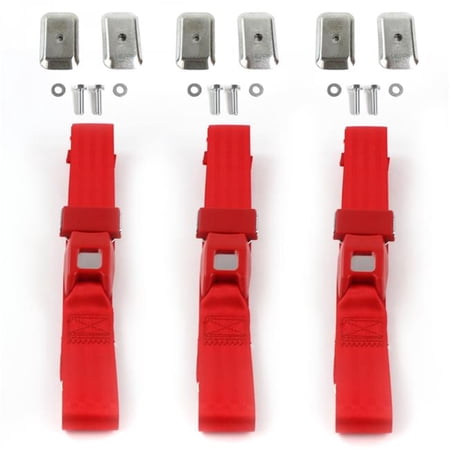 safeTboy Red Lap Bench Seat Belt Kit with Bracketry for 1966-1973 Jeep Jeepster Standard 2 Point - 3 Belts