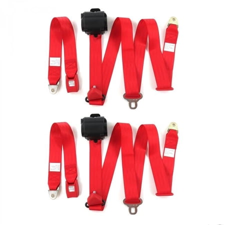 safeTboy Red Retractable Bucket Seat Belt Kit for 1982-1994 Chevy S10 Blazer Standard 3 Point - 2 Belts
