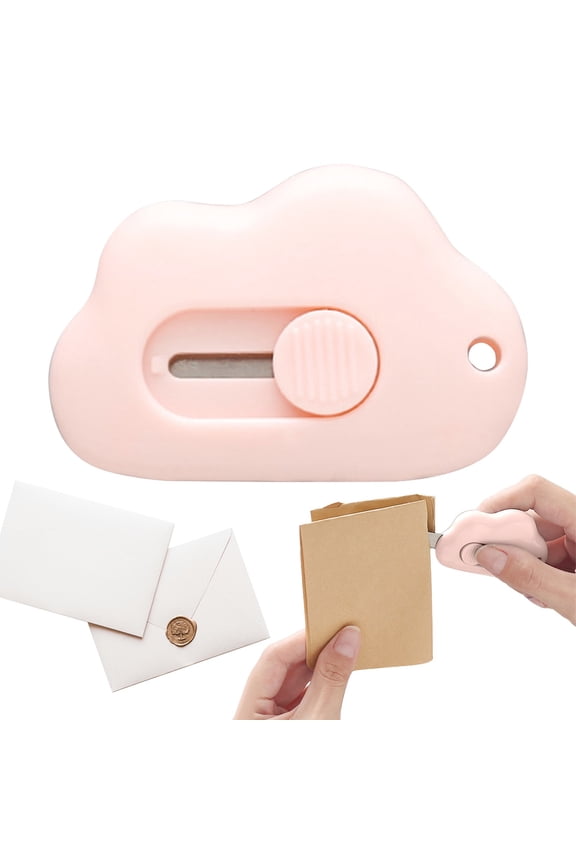 safety box cutter,Mini Retractable Utility Knife Cloud Pocket Box Cutters Plastic Letter Opener Slide Open with Keychain Hole for Box Letter Envelope