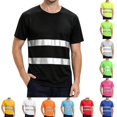 thumbnail image 1 of safety shirts for men Quick Dry Hi Vis Reflective Short Sleeve high vis shirts Construction Work Shirts with Reflective Strips Black 3XL, 1 of 5