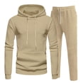 thumbnail image 1 of safuny 2PCS Outs Men's And Women's Sports Tracksuits Long Sleeve Pullover Hoodies Sweatshirt And Sweatpants Fall Winter Suit Khaki XL, 1 of 5