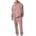 thumbnail image 1 of safuny 2Pc Hoodie Tracksuit Sets Pocket Jacket&Jogger Pants for Men Holiday Fashion Long Sleeve Athletic Zipper Up Drawstring Comfy Sports Casual Pink S, 1 of 9
