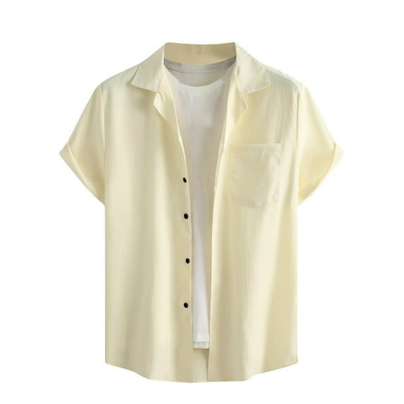 safuny Blouses Hawaii Shirts for Men Short Sleeve Pullover Blouse Round Neck Plus Size T-Shirts For Boyfriend Husband Floral Print Dressy Button Down Beach Turndown Casual Beige