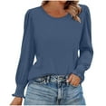thumbnail image 1 of safuny Blouses for Women Casual Long Sleeve Crewneck Shirts Fashion Clothing Puff Long Sleeve Tunic Tops Navy _e XL, 1 of 6