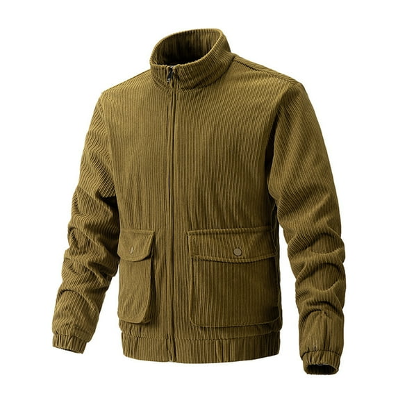 safuny Bomber Jacket Spring Coat for Men Solid Color Long Sleeve Athletic Zipper Up Outdoors Casual Punk Motorcycle Holiday Fashion Yellow XL