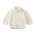 thumbnail image 1 of safuny Boys Girls Winter Warm Thicken Zipper Stand Collar Coat Solid Color Soft Fleece Casual Playwear Tops Toddler Baby Long Sleeve Shirts White 4-5Y, 1 of 6