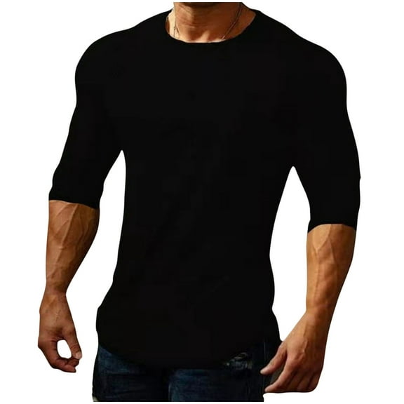 safuny Breathable Elastic Sport Shirt Long Sleeves Round Neck Soft Comfortable Sweat-Wicking Easy Care Versatile Outdoor Indoor Activity Clothing Hiking Camping Black L