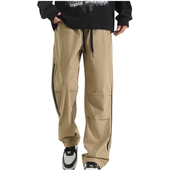 safuny Cargo Pants for Men Soft Safety Full Pants with Pocket High Waist Solid Color Fashion Fall Winter Long Trousers Comfy Lounge Casual Yellow XXXXL