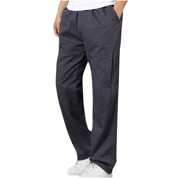 safuny Cargo Pants for Men High Rise Solid Color Fashion Fall Winter Long Trousers Comfy Lounge Casual Soft Full Pants with Pocket Dark Gray XXXL