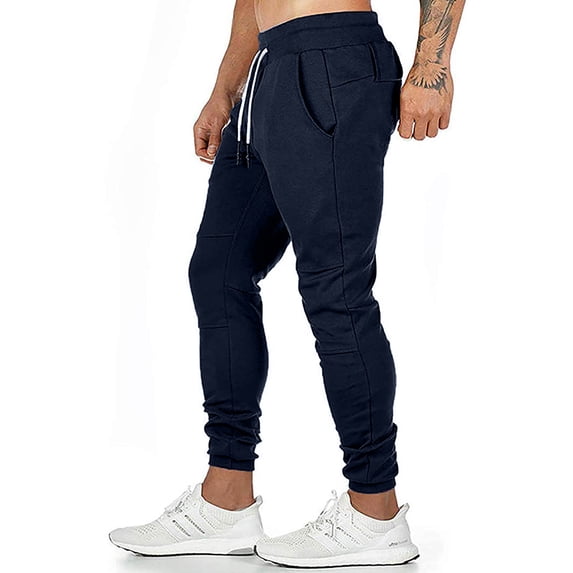 safuny Cargo Pants for Men High Waist Comfy Lounge Casual Solid Color Fashion Fall Winter Long Trousers Soft Safety Full Pants with Pocket Navy L