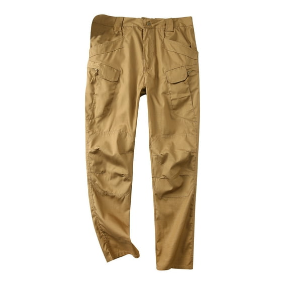safuny Cargo Pants for Men Relaxed Mens Cargo Pants High Stretch Multi Pockets Casual Chinos Pants for Men Yellow XXL