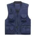 thumbnail image 1 of safuny Cargo Vest Tops for Mens Zipper Jacket Open Front Outwear Tanks with Pockets Solid Vintage Stand Collar Blouses Blue XXL, 1 of 6