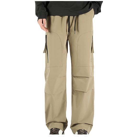 safuny Casual Pants for Men High Waist Soft Loose Cozy Drawstring Elastic Waist Fashion Fall Winter Long Trousers Comfy Lounge Casual Solid Color Yellow XL