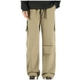thumbnail image 1 of safuny Casual Pants for Men High Waist Soft Loose Cozy Drawstring Elastic Waist Fashion Fall Winter Long Trousers Comfy Lounge Casual Solid Color Yellow XXXL, 1 of 3