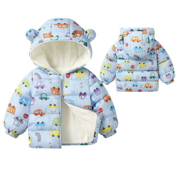 safuny Clearance Hoodie Soft Fleece Jacket Sweater for Kids Zipper Cute Ear Winter Children'S Lamb Velvet Cotton-Padded Rabbit Ears Padded Baby Cotton-Padded Jacket Blue 100