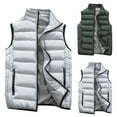 thumbnail image 1 of safuny Men's Outdoor Casual Classic Quilted Vest Stand Collar Warm Puffer Vest Sleeveless Jacket Coat Workout Clothing Green L, 1 of 4