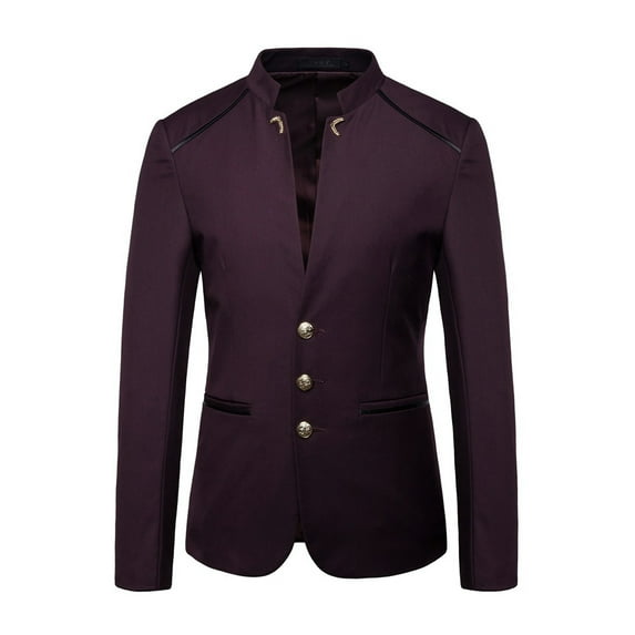 safuny Mens Casual Suit Blazer Jackets Stand Mandarin Collar Lightweight Sport Coats Long Sleeve Button Down Business Coat Workout Clothing Red XXXXL