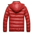 thumbnail image 1 of safuny Mens Down Jackets Puffer Coat Detachable Hooded Thicken Outwear Overcoat Warm Winter Windbreaker Workout Cotton Clothing Red XXXL, 1 of 3