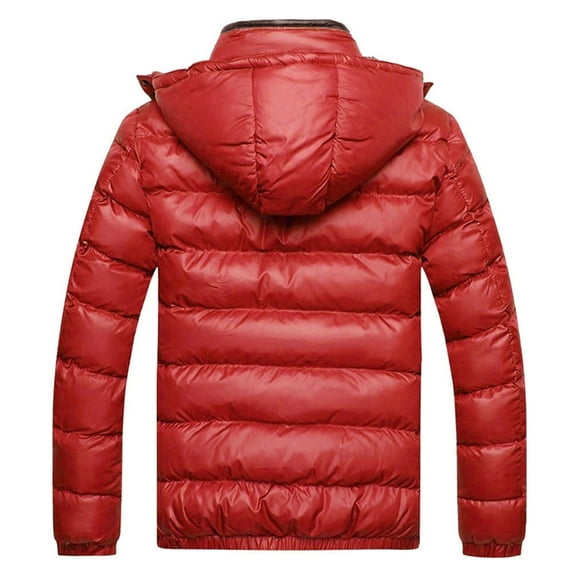 safuny Mens Down Jackets Puffer Coat Detachable Hooded Thicken Outwear Overcoat Warm Winter Windbreaker Workout Cotton Clothing Red XXXL