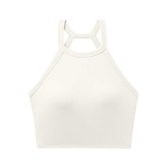safuny Clearance Slim Basic Tank Tops for Women Solid Color Retro Camisole Sleeveless Crew Neck Vest Leisure Comfy Relaxed Beach Blouses Fashion Summer White XL