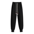 thumbnail image 1 of safuny Clearance Women's Thicken Jogger Cuff Pants Solid High Elastic Waist Clothing Running Gym Sports Retro Summer Comfy Trousers Fashion Black XL, 1 of 8