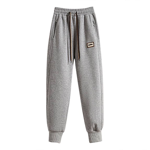 safuny Clearance Women's Thicken Jogger Cuff Pants Solid High Elastic Waist Clothing Running Gym Sports Retro Summer Comfy Trousers Fashion Gray M