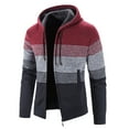 thumbnail image 1 of safuny Coats for Men Striped Drawstring Hooded Dressy Loose knit Cardigan Open Front Zipper Warm For Elegant Sueras Mujer Fall Fashion Shacket Jacket Comfy Casual Long Sleeve Red M, 1 of 8