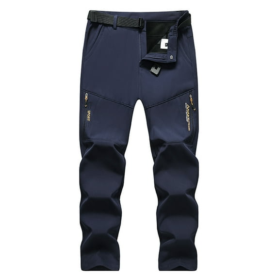 safuny Couples Mountaineering Pants Fall Quick Dry Outdoor Sports Solid Windproof Waterproof Relaxed Girls Trousers Trendy Retro Button Zipper Dark Blue XXXXXL