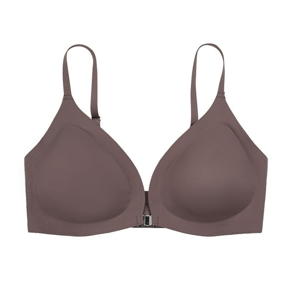 safuny Everyday Bra Front Open for Women Ultra Light Lingerie Ladies Breathable Gathering Front Opening Comfort Daily Underwear Wireless Seamless Smoothing Push-Up Dark Gray XL