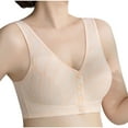thumbnail image 1 of safuny Everyday Bra Open Front Bra Wireless Seamless Soft Comfort Daily Brassiere Underwear Smoothing Lingerie Size Women's No-Wire No Front Button No-Slip Beige S, 1 of 7