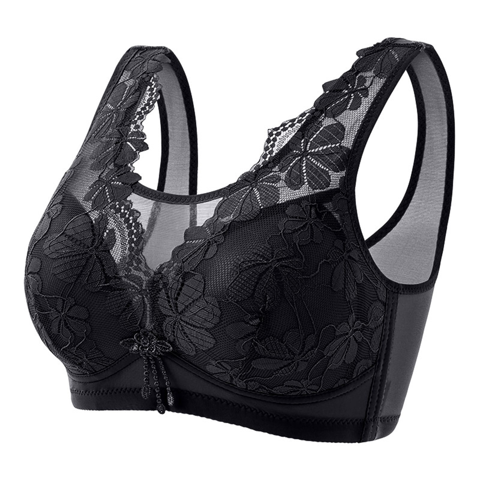 safuny Everyday Bra for Women Lace Ultra Light Lingerie Thin and Adjustable  Droop Back Wrap Up Comfort Daily Brassiere Underwear Wireless Push-Up Bra  Camisole Black L 