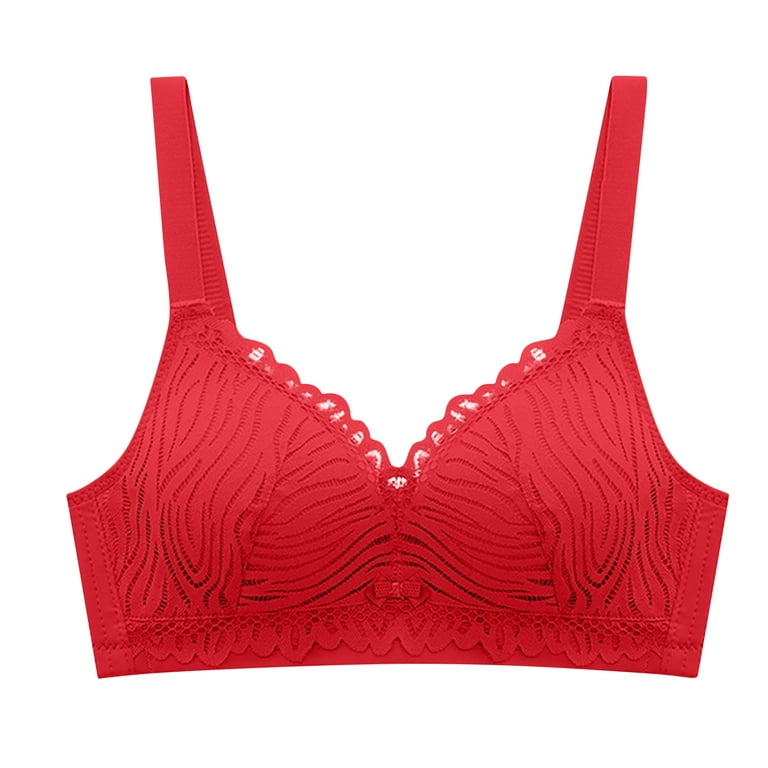safuny Everyday Bra for Women Plus Size Lace Ultra Light Lingerie Solid  lette Comfortable Comfort Daily Brassiere Underwear Steel Ring Free  Wireless Push-Up Bra Red 40 