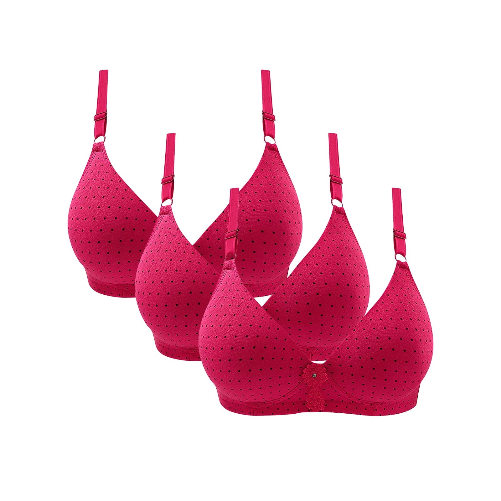 safuny Everyday Bra for Women Ultra Light Lingerie 3pcs Embroidered Glossy  Breathable No Rims Comfort Daily Brassiere Underwear Steel Ring Free  Wireless Push-Up Bra Hot Pink M 