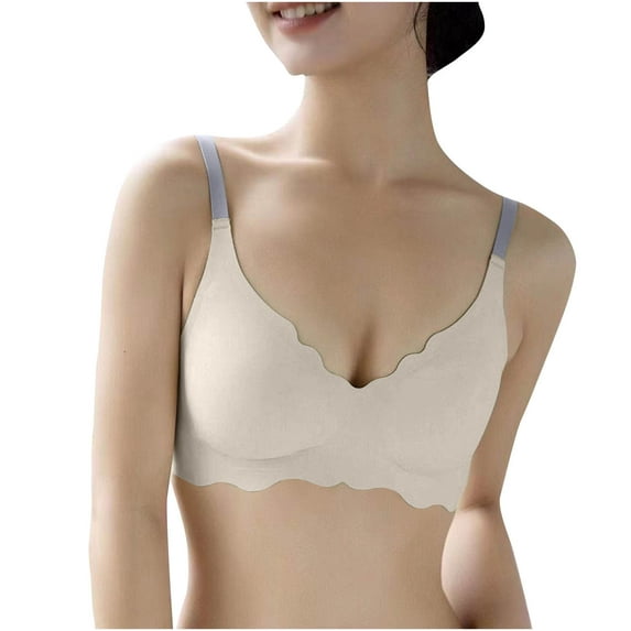 safuny Everyday Bra for Women Seamless Comfort Brassiere Underwear Wireless Solid Color Daily Lingerie White L