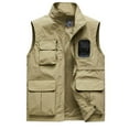 thumbnail image 1 of safuny Fall Sleeveless Stand Collar Lightweight Fishing Travel Vest for Men Golf Jacket Multi Pockets Photo Cargo Vest Hiking Workout Zipper Outerwear Vests Yellow L, 1 of 3