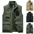 thumbnail image 1 of safuny Fall Sleeveless Stand Collar Lightweight Fishing Travel Vest for Men Golf Jacket Multi Pockets Photo Cargo Vest Hiking Workout Zipper Outerwear Vests Green L, 1 of 5