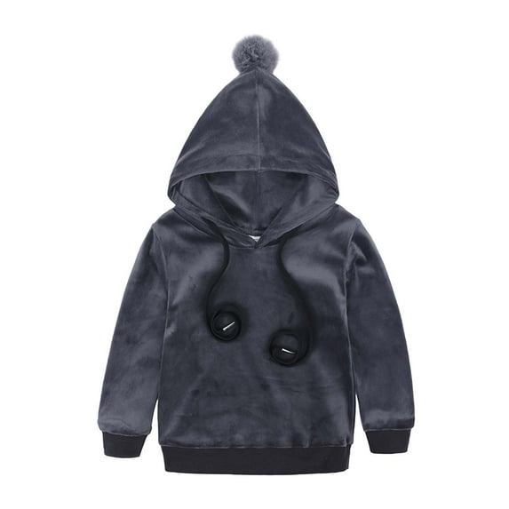 safuny Girls Boys Fall Winter Hooded Coat And Casual Pants Set Big Kids Solid Color Suit Soft Fleece Childs Clothes Playwear Long Sleeve Hoodie Sweatshirts Sets Clearance Gray