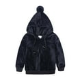 thumbnail image 1 of safuny Girls Boys Fall Winter Hooded Coat And Casual Pants Set Big Kids Solid Color Suit Soft Fleece Childs Clothes Playwear Long Sleeve Hoodie Sweatshirts Sets Clearance Black, 1 of 9