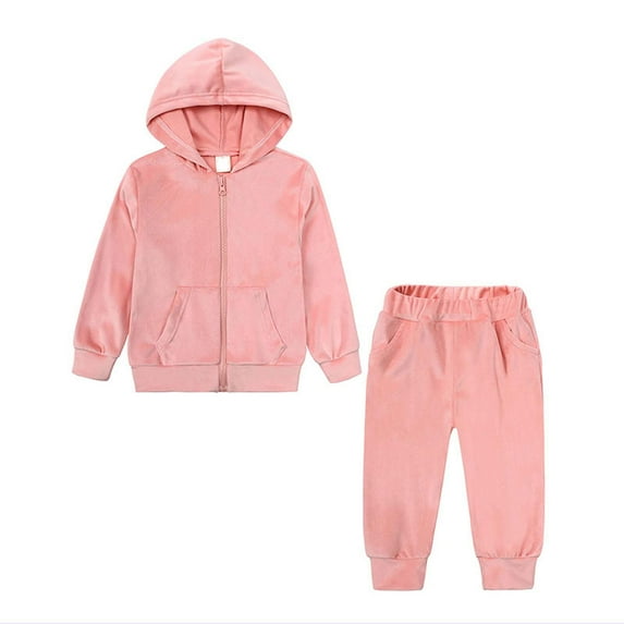safuny Girls Boys Fall Winter Hooded Coat And Casual Pants Set Big Kids Solid Color Suit Soft Fleece Childs Clothes Playwear Long Sleeve Hoodie Sweatshirts Sets Pink 8-9 Y