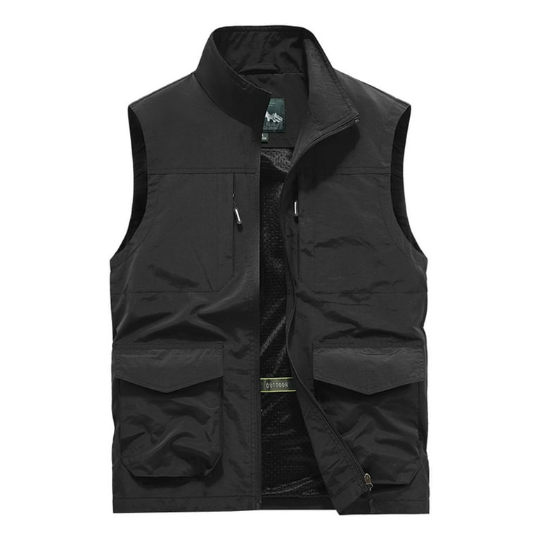 safuny Golf Jacket Multi Pockets Quick-Drying Zipper Vests Fishing