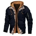 thumbnail image 1 of safuny Hooded Jacket Outdoor for Men Fashion Winter Hooded Hooded Coat Hooded Coat/Jacket Christmas Long Sleeve Casual Outwear Work Sports Navy XL, 1 of 4