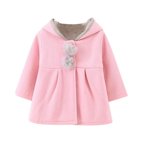 safuny Hoodie Soft Fleece Jacket Sweater for Kids Girls' New Style Children'S Cute Rabbit Ears Trendy Style Pink