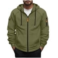 thumbnail image 1 of safuny Hoodies for Men Zip Up Jacket Sweatshirt Lightweight Solid Coat Fall Fashion Sweatshirt with Pockets Army Green L, 1 of 4