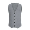 thumbnail image 1 of safuny Jackets for Men Comfy Casual Solid Color Dressy Business Breasted Vest Waistcoat Coat V-Neck Sleeveless Fall Fashion Shacket Jacket Gray L, 1 of 8