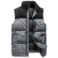 thumbnail image 1 of safuny Jackets for Men Solid Color Dressy Cotton Down Coat Stand Collar Sleeveless Comfy Casual Fall Fashion Shacket Jacket Gray XL, 1 of 6