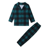 safuny Kid's Family Matching Pajama Sets Outfits,Christmas Plaid Casual Comfy Holiday Cotton Pajamas Long Sleeve Lapel Tops &Relaxed Pants, Little Boys 2 Years