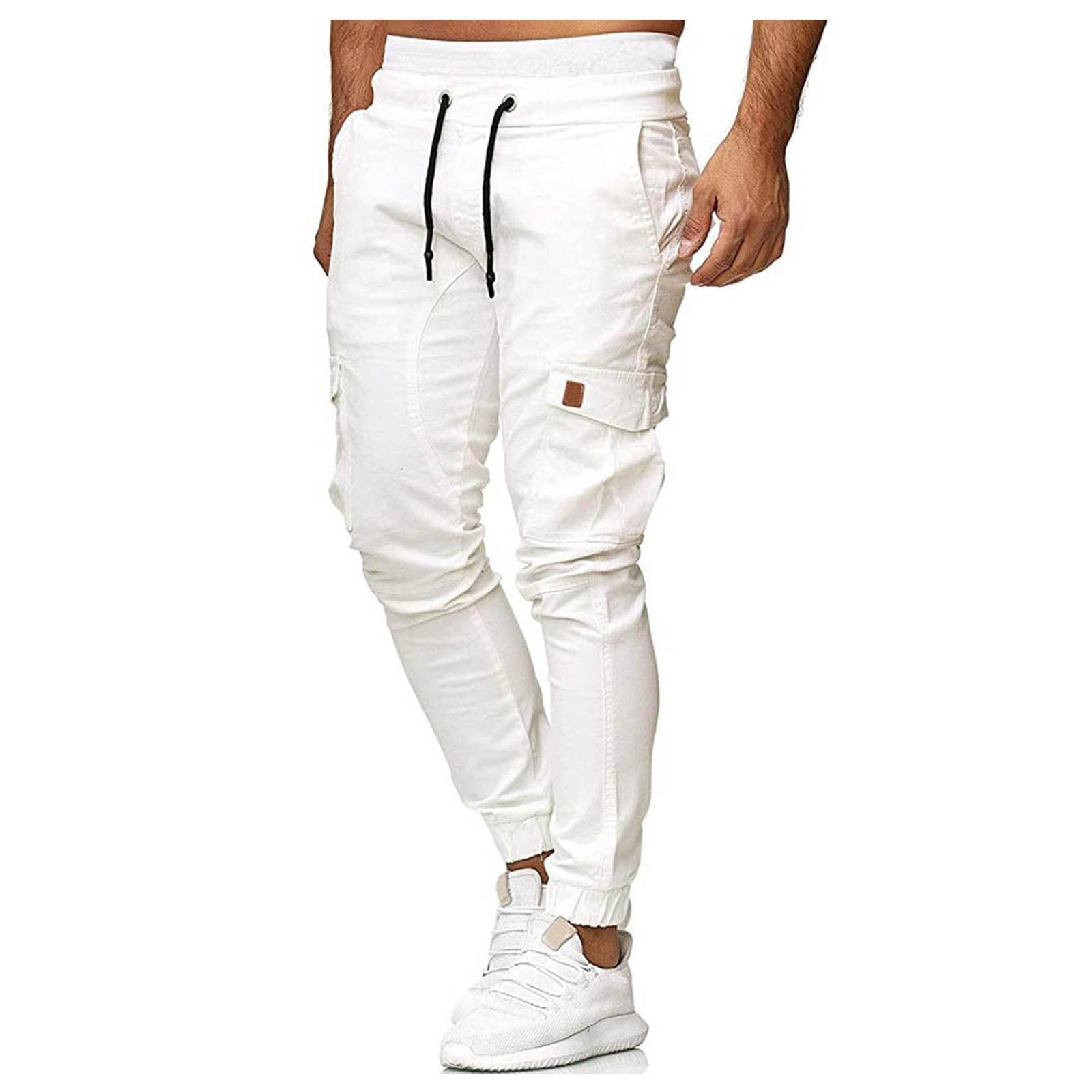 safuny Long Cargo Pants for Men Solid Color Fashion Fall